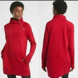 Cozy Karma Asym Sweatshirt Dress candy red size large worn once